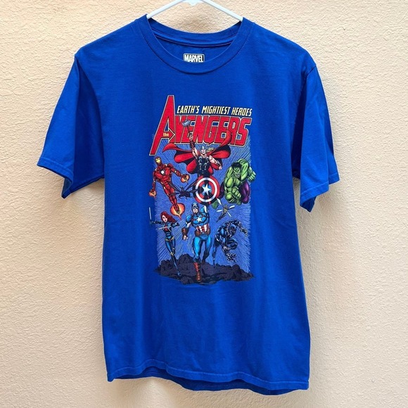 The Avengers Marvel “Earth’s Mightiest Heroes” Men’s Small Blue T-Shirt - Picture 2 of 7